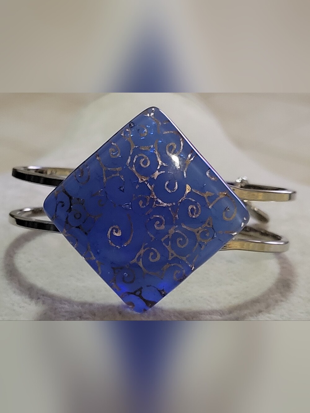Beautiful Italian Murano Glass Double-Band Hinge Cuff Bracelet